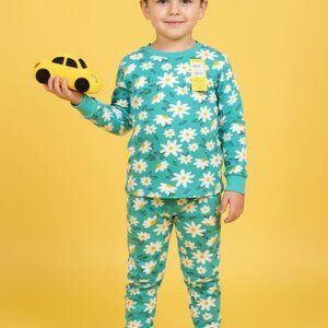 Bright Blue Floral Kids Pajama Set – Soft Cotton Sleepwear